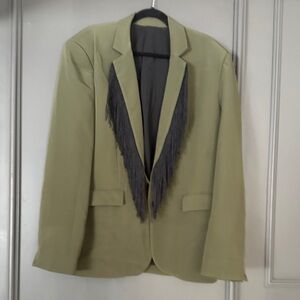 Sister Jane Khaki Blazer with Black Fringe